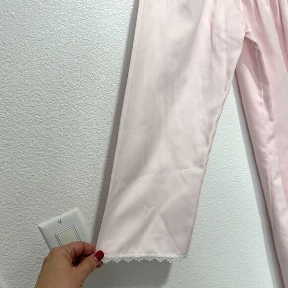 Miss Elaine Brushed Back/Satin Nightgown/LongSleeve/ Blush Pink w/Embroidery NWT - Picture 7 of 16